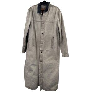 Levi Strauss Vintage Style Long Denim Duster With Corduroy Collar & Button Close
